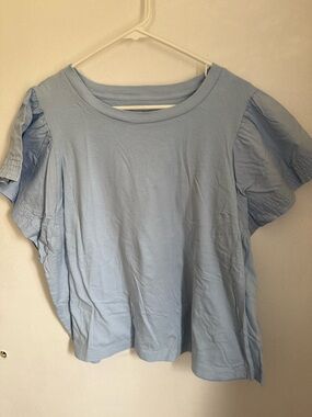 Old Navy Pale Blue Short Sleeve Ruffle Sleeve Tee